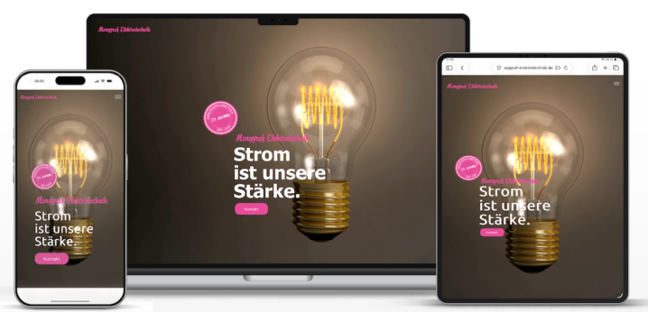 Website von Marggraf Elektrotechnik auf Laptop, Tablet und Smartphone