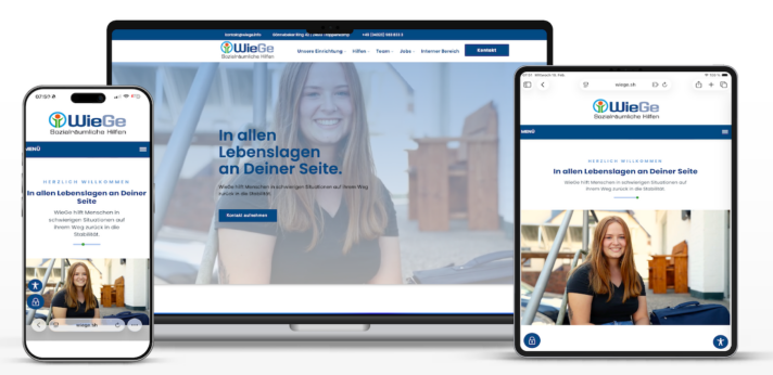 Website von WieGe Sozial-räumliche Hilfen auf Laptop, Tablet und Smartphone